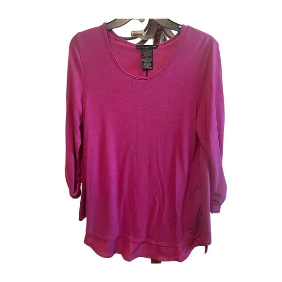 Grace Elements Pink Top with 3/4 Ruched Sleeves and Tulip Back Size Medium - Picture 1 of 4